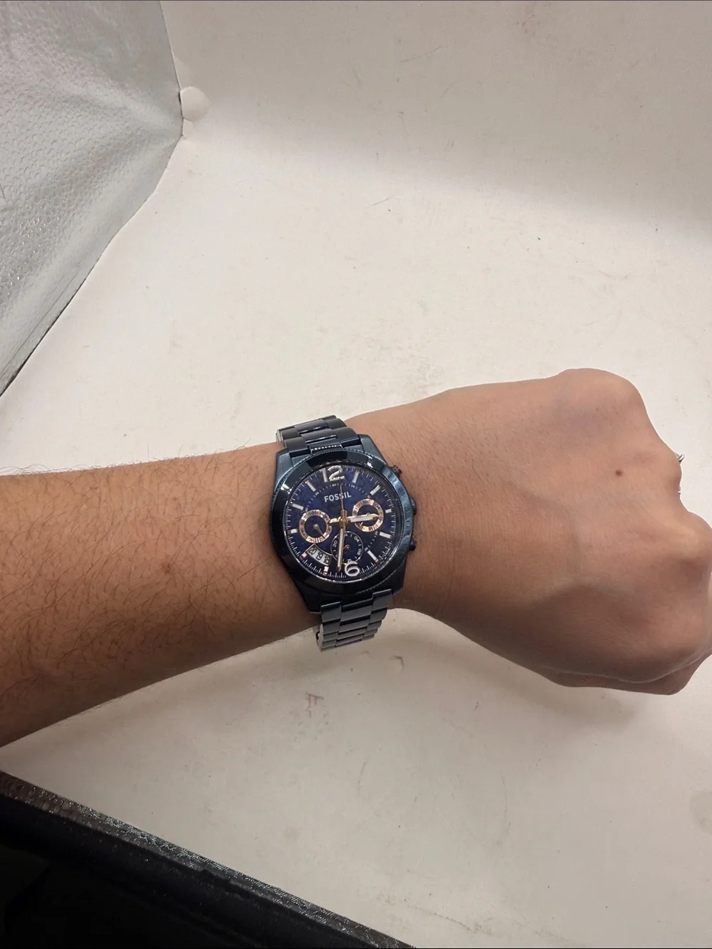Fossil ES4093 Perfect Boyfriend Blue Multifunction Watch Engrave Men Analog READ